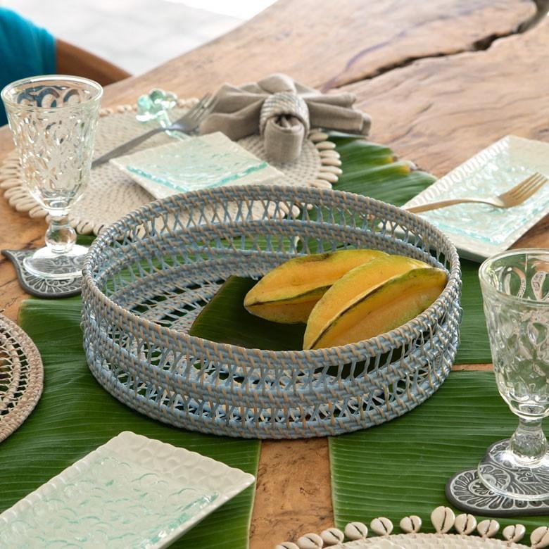 トレイ ラタン製 円形 かごバスケット デコレーショントレイ フルーツバスケット 小物収納 かご 小物入れ 籐 アジアン雑貨 13827 | ELEMENTS（インテリア） | 08