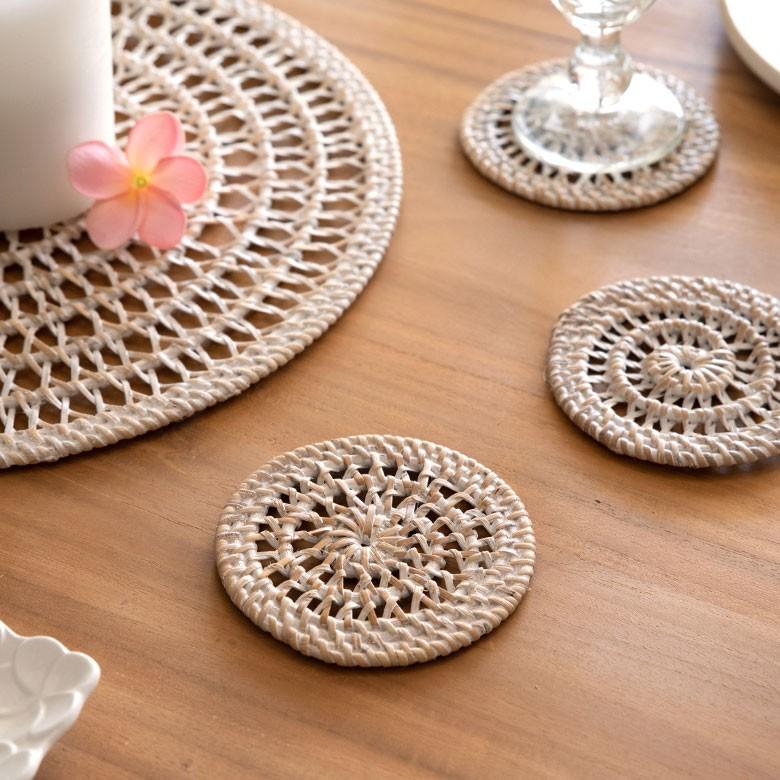 コースター おしゃれ 丸型 ラウンド ナチュラル モダン アジアン 1枚 キッチン用品 テーブルウェア シンプル 13829 | ブランド登録なし | 19