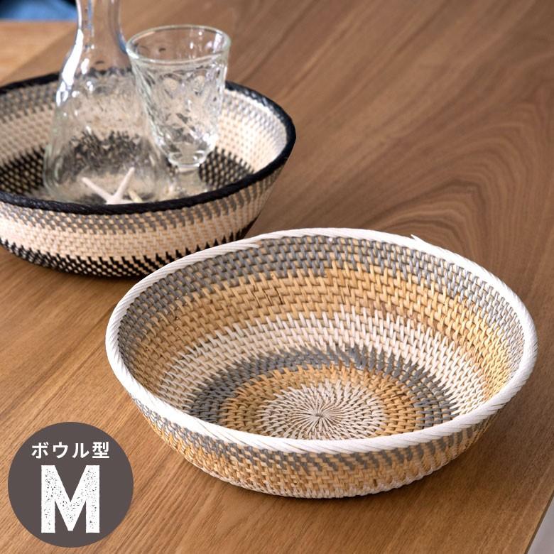 バスケット かご ラタン ウォールデコレーション Mサイズ ボウル 小物入れ 収納 バリ雑貨 アジアン ラウンド 丸型 ナチュラル おしゃれ 13831 | ブランド登録なし