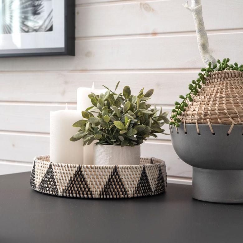 トレー ラウンドトレイ デコレーショントレイ ラタン製 籐 果物かご 丸型 小物入れ 収納 バリ雑貨 おしゃれ アジアン 13832 | ブランド登録なし | 13