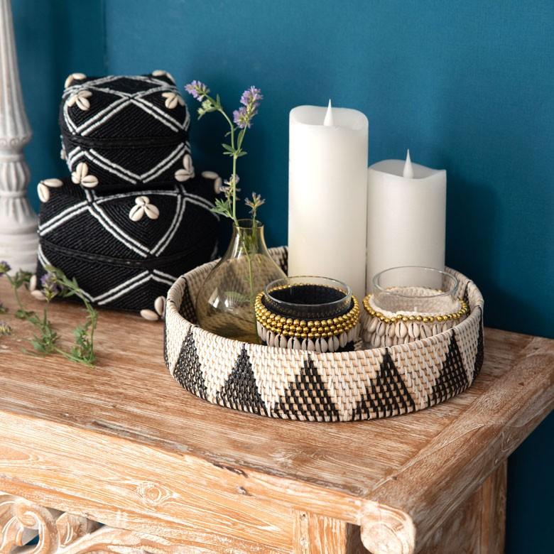 トレー ラウンドトレイ デコレーショントレイ ラタン製 籐 果物かご 丸型 小物入れ 収納 バリ雑貨 おしゃれ アジアン 13832 | ブランド登録なし | 05