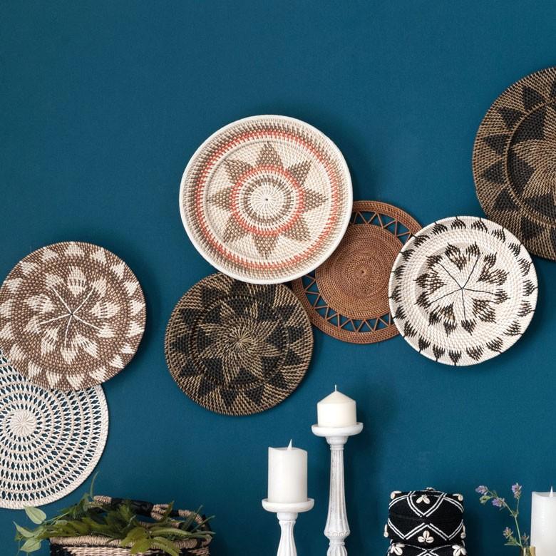 ウォールデコレーション トレイ トレー 35cm バスケット かご ラタン バリ雑貨 アジアン 円形 ナチュラル おしゃれ 紐付き 13833 | ブランド登録なし | 13