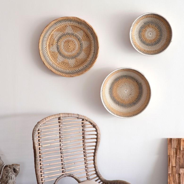 ウォールデコレーション トレイ トレー 35cm バスケット かご ラタン バリ雑貨 アジアン 円形 ナチュラル おしゃれ 紐付き 13833 | ブランド登録なし | 15