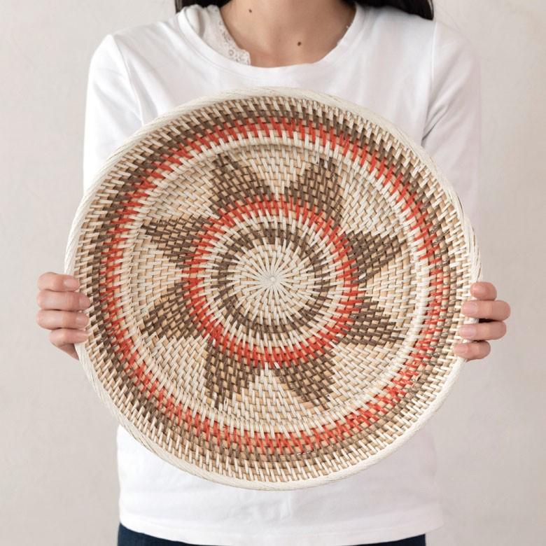 ウォールデコレーション トレイ トレー 35cm バスケット かご ラタン バリ雑貨 アジアン 円形 ナチュラル おしゃれ 紐付き 13833 | ブランド登録なし | 05
