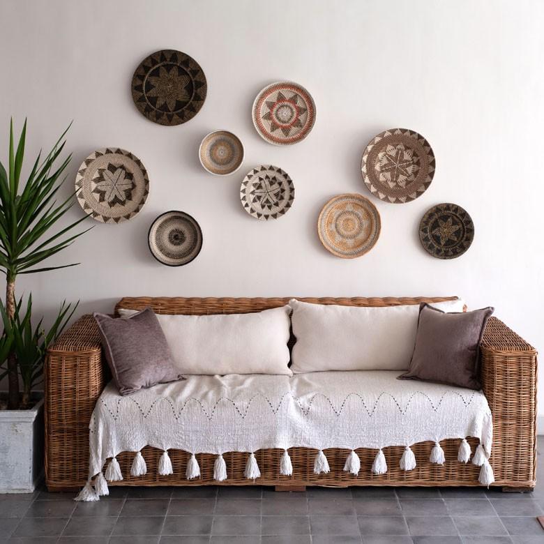 ウォールデコレーション トレイ トレー 35cm バスケット かご ラタン バリ雑貨 アジアン 円形 ナチュラル おしゃれ 紐付き 13833 | ブランド登録なし | 07