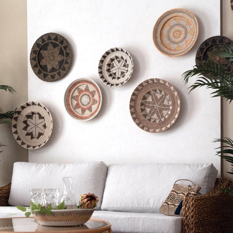 ウォールデコレーション トレイ トレー 35cm バスケット かご ラタン バリ雑貨 アジアン 円形 ナチュラル おしゃれ 紐付き 13833 | ブランド登録なし | 11