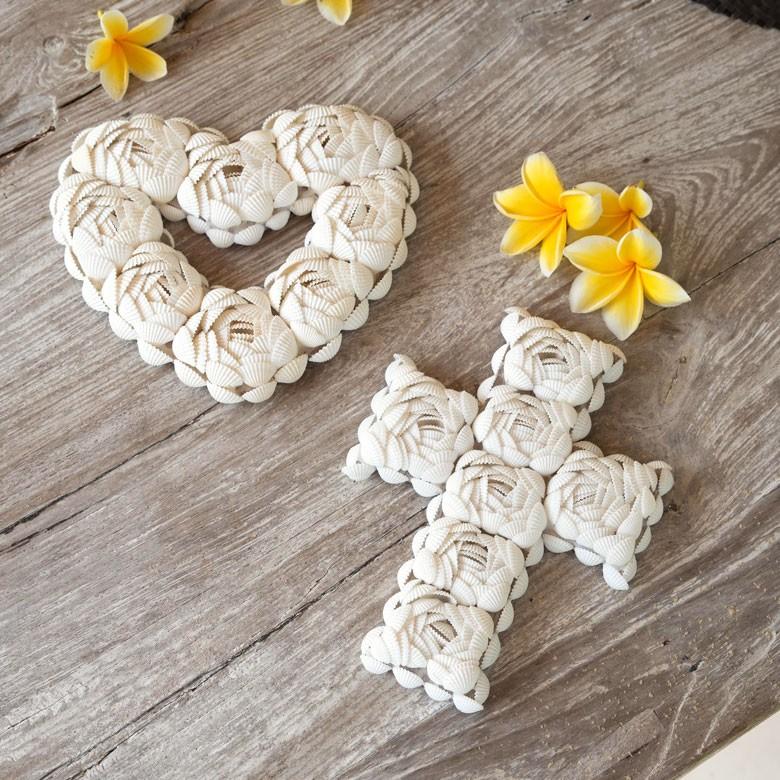 インテリア雑貨 アジアン雑貨 バリ おしゃれ シェル 貝殻 BOHOスタイル ディスプレイ クロス 天然 オーナメントフック付き ホワイト 飾り 壁飾り 13840 | ブランド登録なし | 04