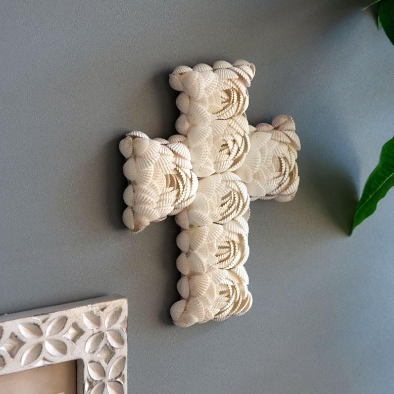 インテリア雑貨 アジアン雑貨 バリ おしゃれ シェル 貝殻 BOHOスタイル ディスプレイ クロス 天然 オーナメントフック付き ホワイト 飾り 壁飾り 13840 | ブランド登録なし | 09