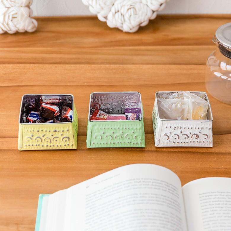 小物入れ 蓋つき アルミ製 収納 アクセサリーケース ジュエリーケース 正方形 型押し アジアン おしゃれ BOX 収納ケース 幅約8cm 13842 | ブランド登録なし | 11