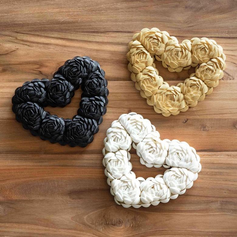 インテリア雑貨 リース ハート アジアン雑貨 バリ シェル BOHOスタイル ディスプレイ 天然 オーナメント 吊り紐付き ホワイト ゴールド ブラック 飾り 1384 | ブランド登録なし | 04