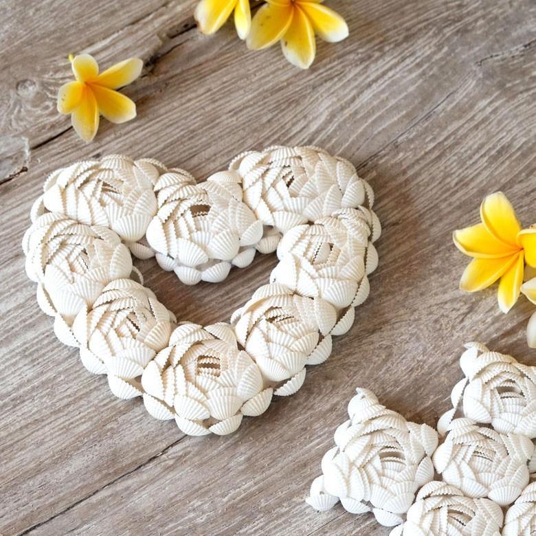 インテリア雑貨 リース ハート アジアン雑貨 バリ シェル BOHOスタイル ディスプレイ 天然 オーナメント 吊り紐付き ホワイト ゴールド ブラック 飾り 1384 | ブランド登録なし | 15