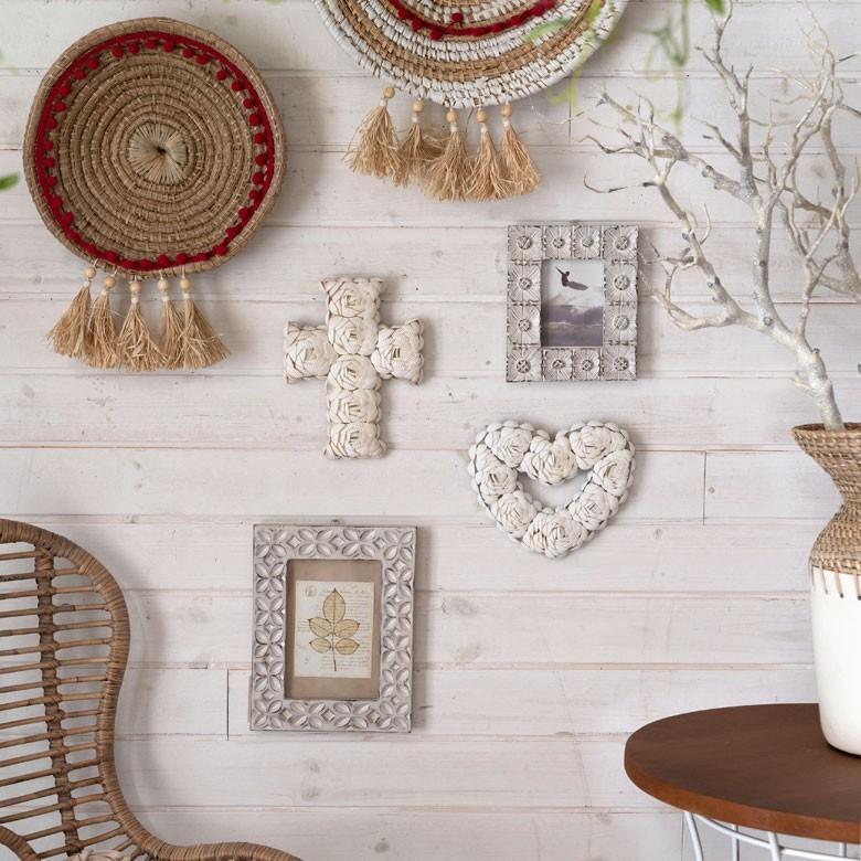 インテリア雑貨 リース ハート アジアン雑貨 バリ シェル BOHOスタイル ディスプレイ 天然 オーナメント 吊り紐付き ホワイト ゴールド ブラック 飾り 1384 | ブランド登録なし | 19