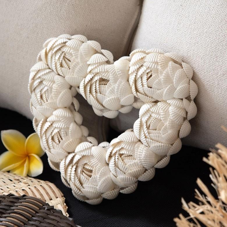 インテリア雑貨 リース ハート アジアン雑貨 バリ シェル BOHOスタイル ディスプレイ 天然 オーナメント 吊り紐付き ホワイト ゴールド ブラック 飾り 1384 | ブランド登録なし | 21