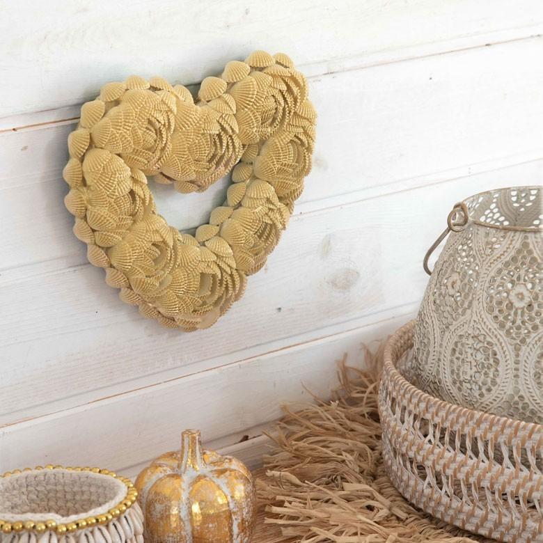 インテリア雑貨 リース ハート アジアン雑貨 バリ シェル BOHOスタイル ディスプレイ 天然 オーナメント 吊り紐付き ホワイト ゴールド ブラック 飾り 1384 | ブランド登録なし | 05