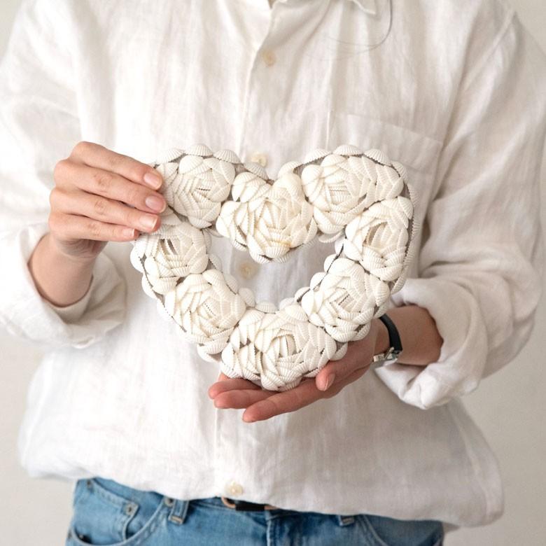 インテリア雑貨 リース ハート アジアン雑貨 バリ シェル BOHOスタイル ディスプレイ 天然 オーナメント 吊り紐付き ホワイト ゴールド ブラック 飾り 1384 | ブランド登録なし | 07