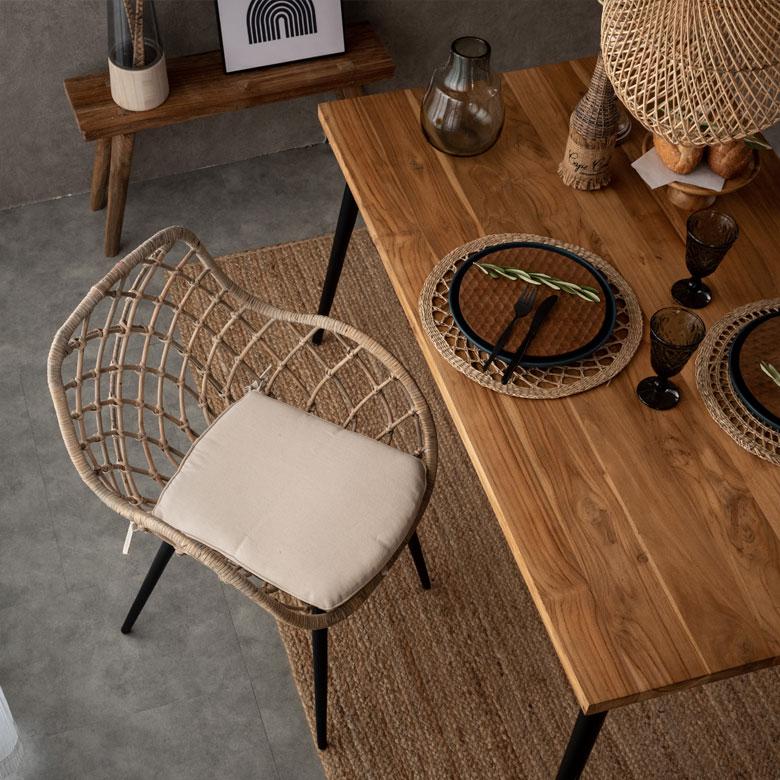 アームチェア 肘付き イス ラタン 籐 シンプル アイアン 一人掛け 背もたれ付き ブラック ベージュ アジアン家具 モダン 13850-mt | ELEMENTS（インテリア） | 12