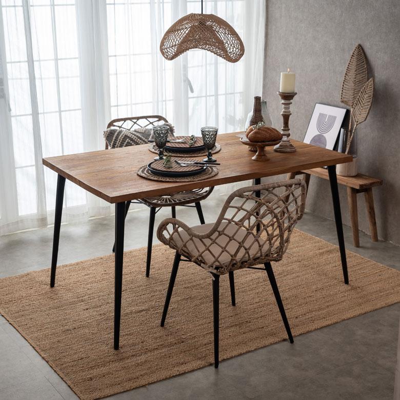 アームチェア 肘付き イス ラタン 籐 シンプル アイアン 一人掛け 背もたれ付き ブラック ベージュ アジアン家具 モダン 13850-mt | ELEMENTS（インテリア） | 13