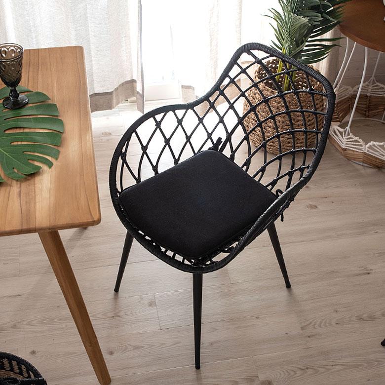 アームチェア 肘付き イス ラタン 籐 シンプル アイアン 一人掛け 背もたれ付き ブラック ベージュ アジアン家具 モダン 13850-mt | ELEMENTS（インテリア） | 06
