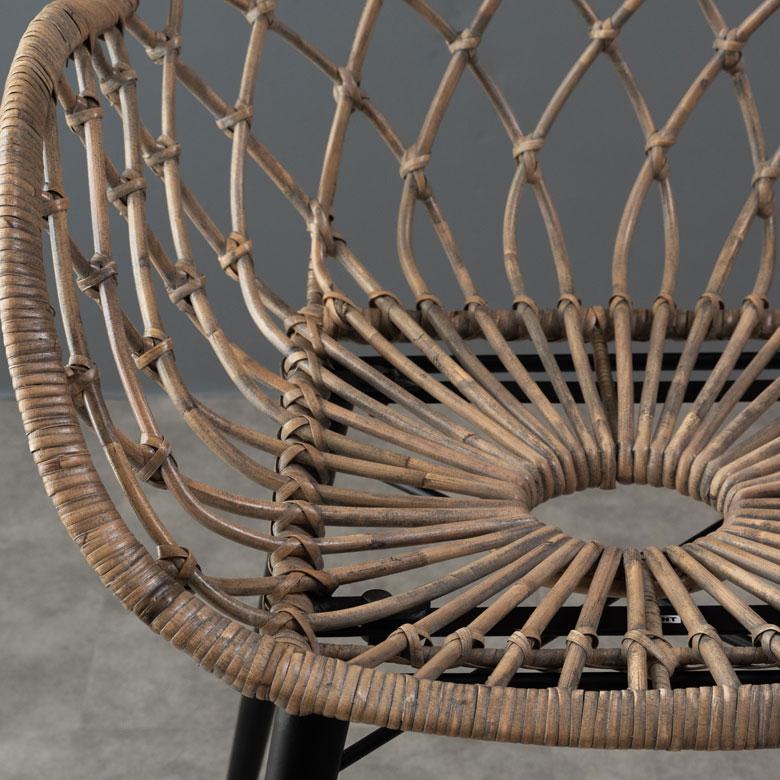 アームチェア 肘付き イス ラタン 籐 シンプル アイアン 一人掛け 背もたれ付き ブラック ベージュ アジアン家具 モダン 13850-mt | ELEMENTS（インテリア） | 09