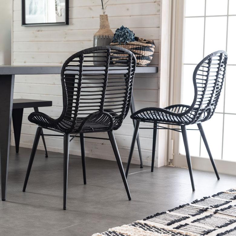 チェア イス ラタン 籐 シンプル アイアン 一人掛け 肘なし 背もたれ付き 格子状 ブラック ベージュ アジアン家具 モダン 13860-mt | ELEMENTS（インテリア） | 15