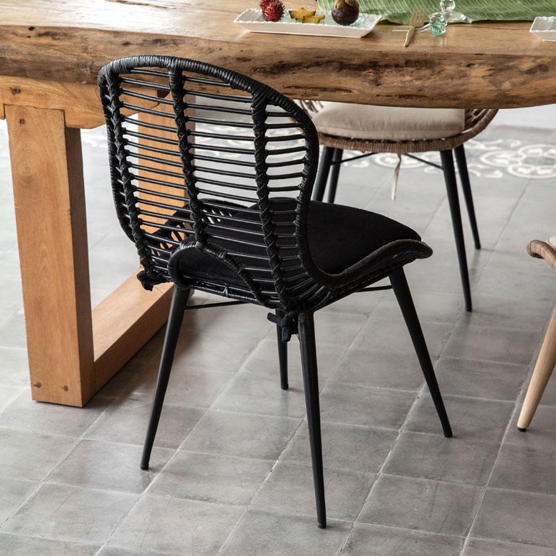 チェア イス ラタン 籐 シンプル アイアン 一人掛け 肘なし 背もたれ付き 格子状 ブラック ベージュ アジアン家具 モダン 13860-mt | ELEMENTS（インテリア） | 04
