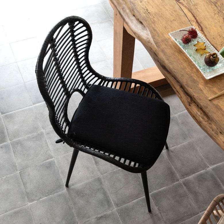 チェア イス ラタン 籐 シンプル アイアン 一人掛け 肘なし 背もたれ付き 格子状 ブラック ベージュ アジアン家具 モダン 13860-mt | ELEMENTS（インテリア） | 06