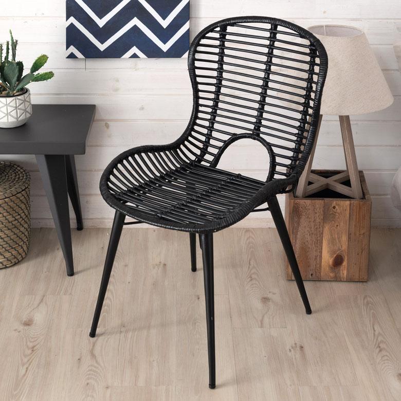チェア イス ラタン 籐 シンプル アイアン 一人掛け 肘なし 背もたれ付き 格子状 ブラック ベージュ アジアン家具 モダン 13860-mt | ELEMENTS（インテリア） | 11