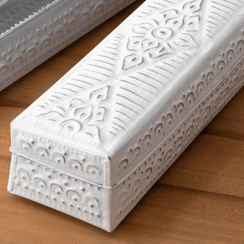 小物入れ 蓋つき アルミ製 収納 カトラリーケース ペンケース 長方形 型押し アジアン おしゃれ BOX 収納ケース 13861 | ブランド登録なし | 03