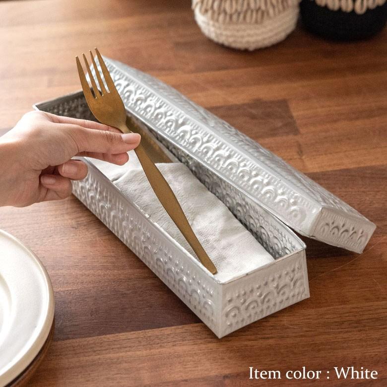 小物入れ 蓋つき アルミ製 収納 カトラリーケース ペンケース 長方形 型押し アジアン おしゃれ BOX 収納ケース 13861 | ブランド登録なし | 07