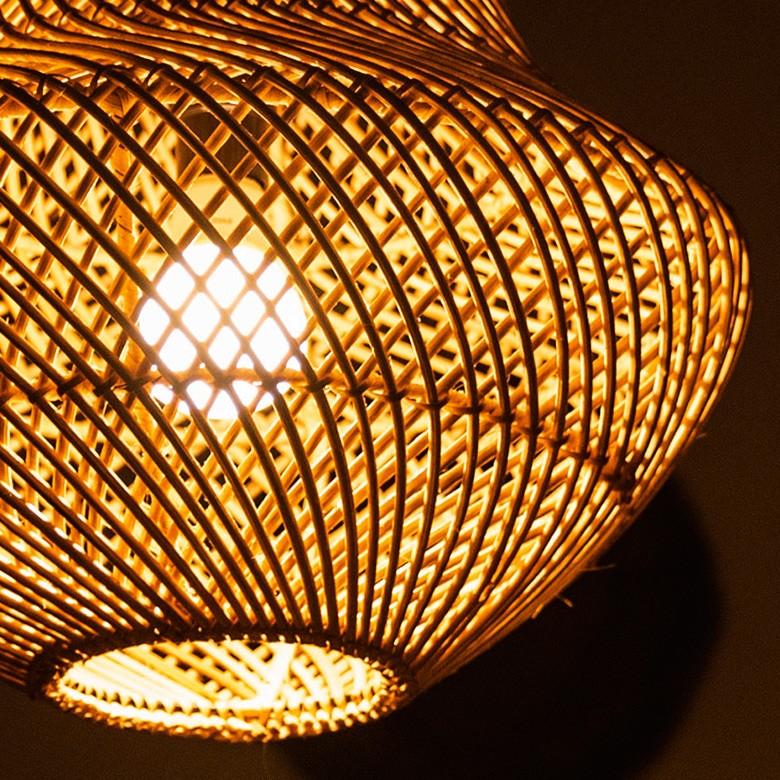 ペンダントランプ ランプシェード 照明 吊り下げ ラタン製 籐 ひょうたん型 直径約35cm アジアン バリ雑貨 天井照明 おしゃれ ライト 13867 | ブランド登録なし | 11