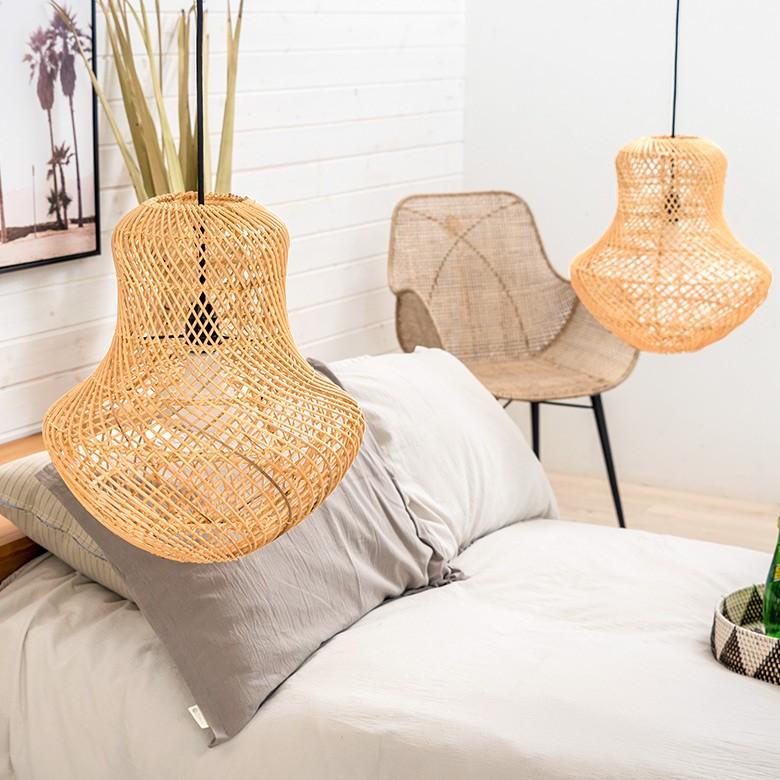 ペンダントランプ ランプシェード 照明 吊り下げ ラタン製 籐 ひょうたん型 直径約35cm アジアン バリ雑貨 天井照明 おしゃれ ライト 13867 | ブランド登録なし | 02