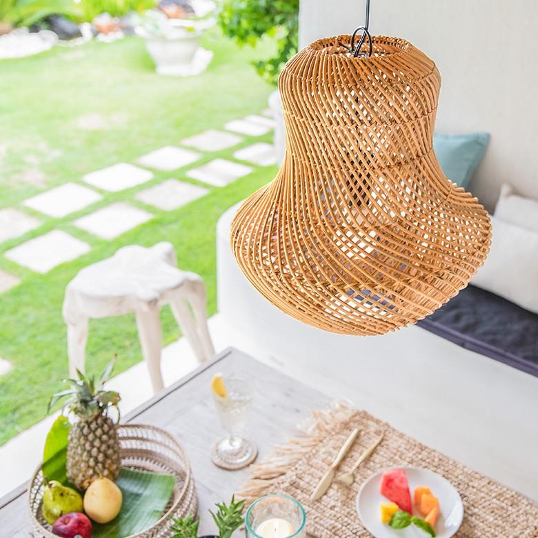 ペンダントランプ ランプシェード 照明 吊り下げ ラタン製 籐 ひょうたん型 直径約35cm アジアン バリ雑貨 天井照明 おしゃれ ライト 13867 | ブランド登録なし | 03
