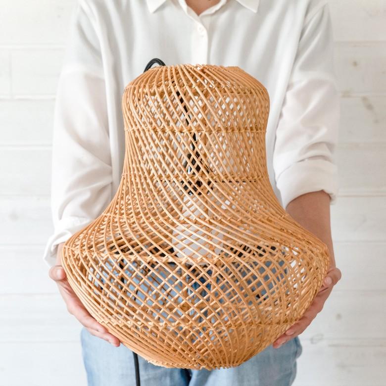 ペンダントランプ ランプシェード 照明 吊り下げ ラタン製 籐 ひょうたん型 直径約35cm アジアン バリ雑貨 天井照明 おしゃれ ライト 13867 | ブランド登録なし | 07