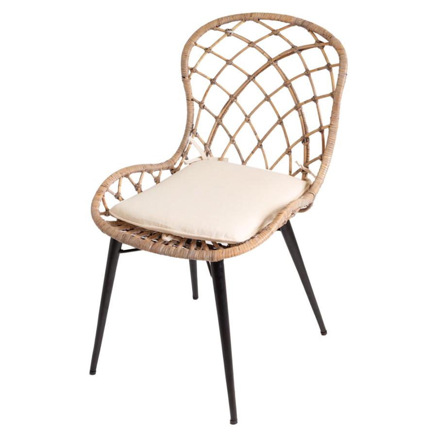 チェア イス ラタン 籐 シンプル アイアン 一人掛け 肘なし 背もたれ付き メッシュ状 ブラック ベージュ アジアン家具 モダン 13870-mt | ELEMENTS（インテリア） | 22