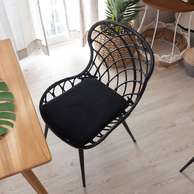 チェア イス ラタン 籐 シンプル アイアン 一人掛け 肘なし 背もたれ付き メッシュ状 ブラック ベージュ アジアン家具 モダン 13870-mt | ELEMENTS（インテリア） | 06