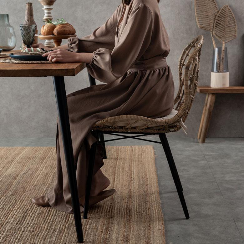 チェア イス ラタン 籐 シンプル アイアン 一人掛け 肘なし 背もたれ付き メッシュ状 ブラック ベージュ アジアン家具 モダン 13870-mt | ELEMENTS（インテリア） | 08