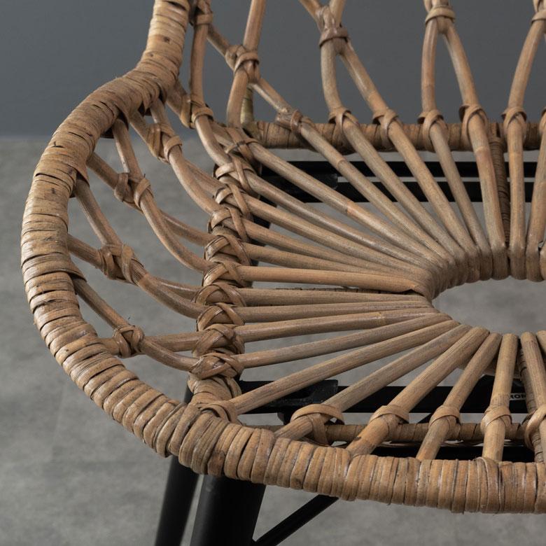 チェア イス ラタン 籐 シンプル アイアン 一人掛け 肘なし 背もたれ付き メッシュ状 ブラック ベージュ アジアン家具 モダン 13870-mt | ELEMENTS（インテリア） | 09