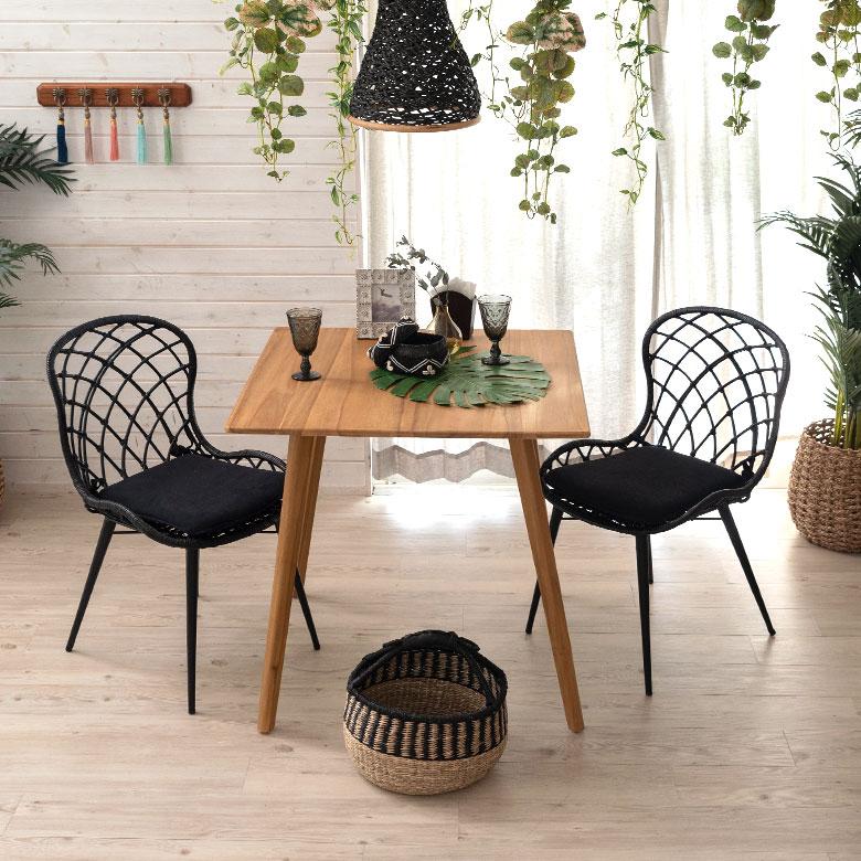 チェア イス ラタン 籐 シンプル アイアン 一人掛け 肘なし 背もたれ付き メッシュ状 ブラック ベージュ アジアン家具 モダン 13870-mt | ELEMENTS（インテリア） | 10