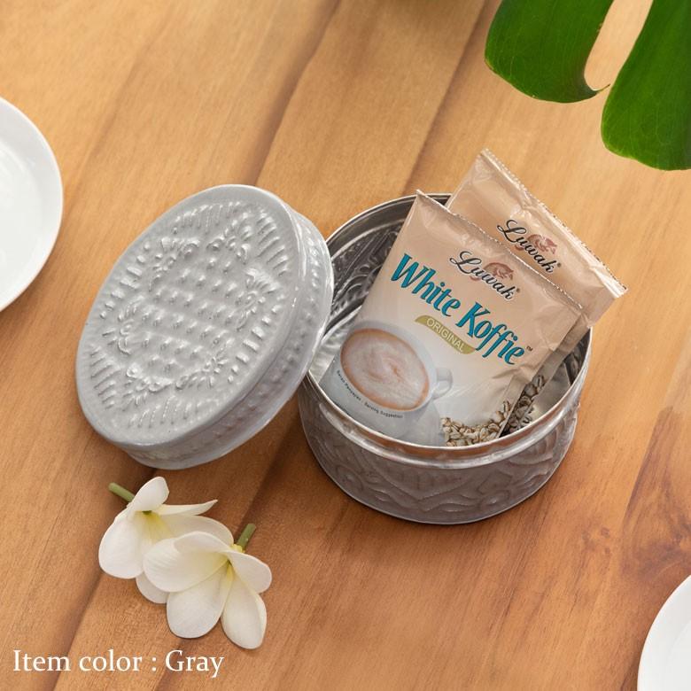 小物入れ 蓋つき アルミ製 収納 アクセサリーケース ジュエリーケース 円形 型押し アジアン おしゃれ BOX 収納ケース 13875 | ブランド登録なし | 07