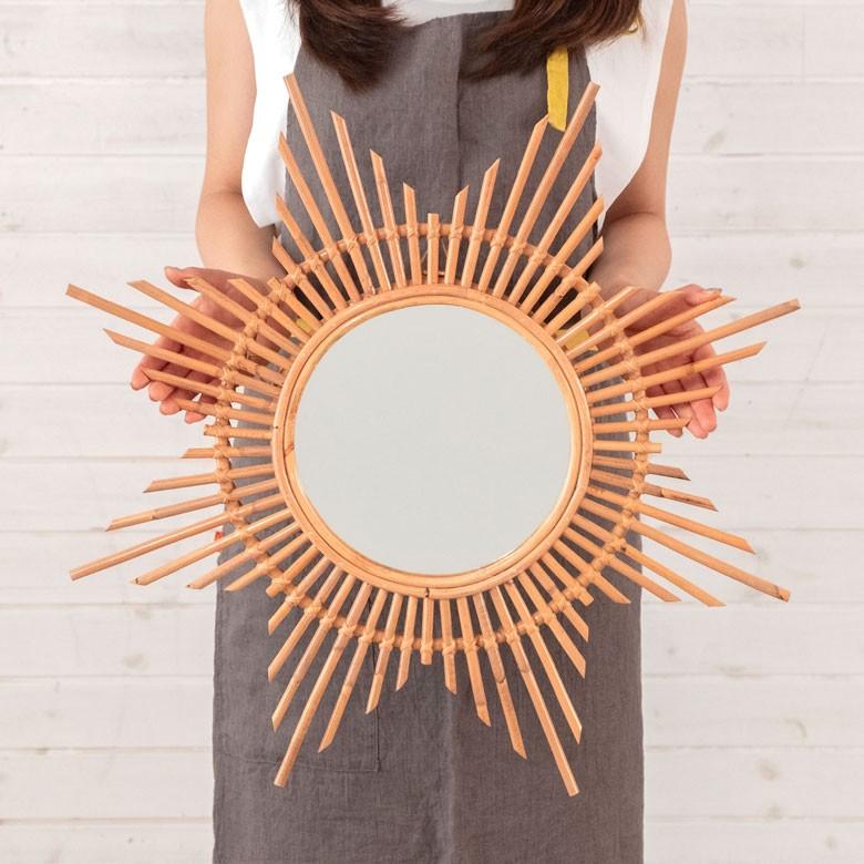 ミラー 鏡 星 スター 壁掛け ラタン アジアン 直径59cm  壁掛けミラー ウォールミラー 壁掛け鏡 デザインミラー 幸運 ラッキースター 13876 | ELEMENTS（インテリア） | 10