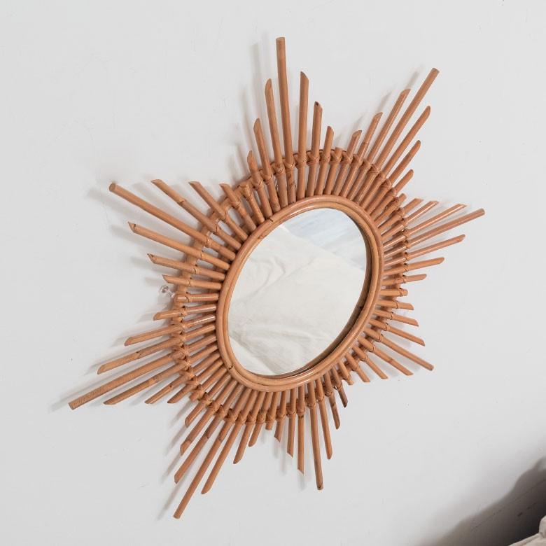 ミラー 鏡 星 スター 壁掛け ラタン アジアン 直径59cm  壁掛けミラー ウォールミラー 壁掛け鏡 デザインミラー 幸運 ラッキースター 13876 | ELEMENTS（インテリア） | 12