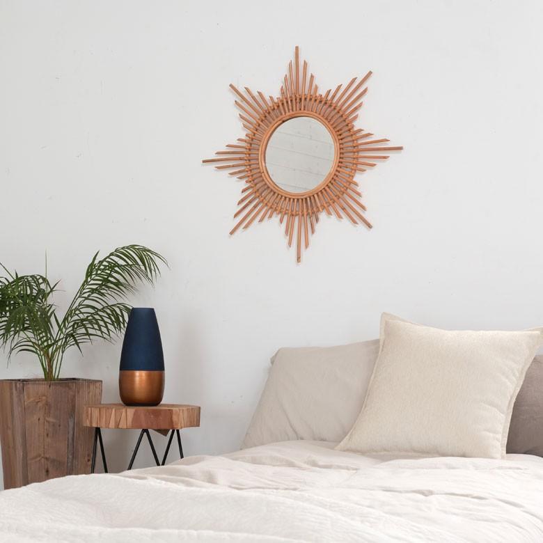 ミラー 鏡 星 スター 壁掛け ラタン アジアン 直径59cm  壁掛けミラー ウォールミラー 壁掛け鏡 デザインミラー 幸運 ラッキースター 13876 | ELEMENTS（インテリア） | 07