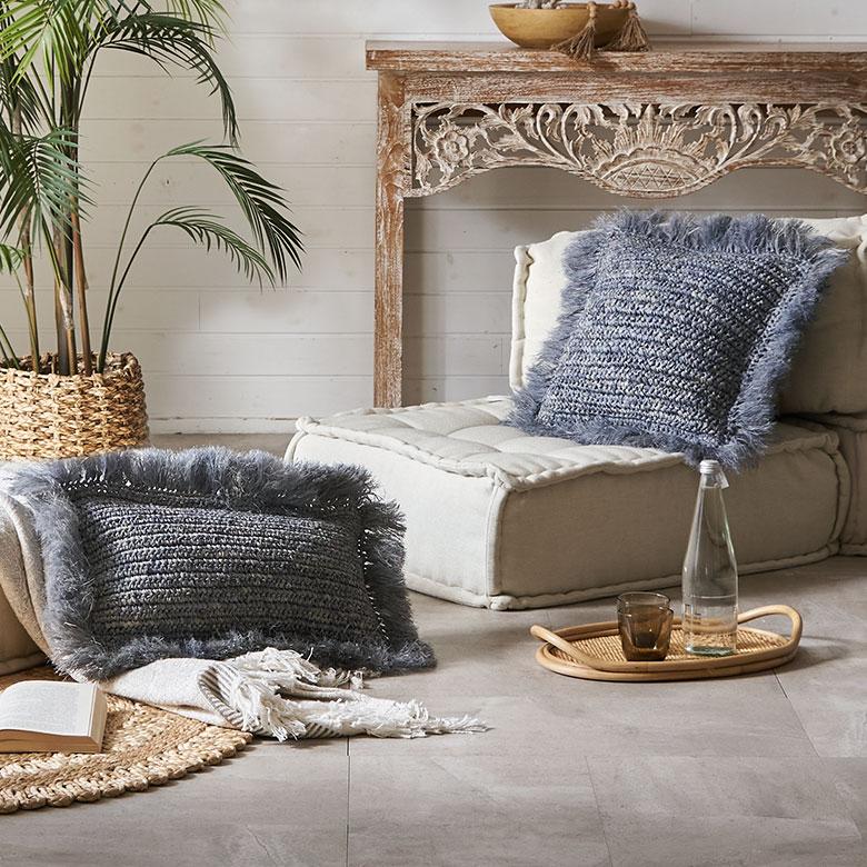 クッションカバー 30×50 長方形 天然素材 ヤシ ラフィア フリンジ カバーのみ 椰子 南国 ヤシの葉 おしゃれ 北欧 リゾート 雑貨 インテリア 西海岸 13879-a | ブランド登録なし | 19