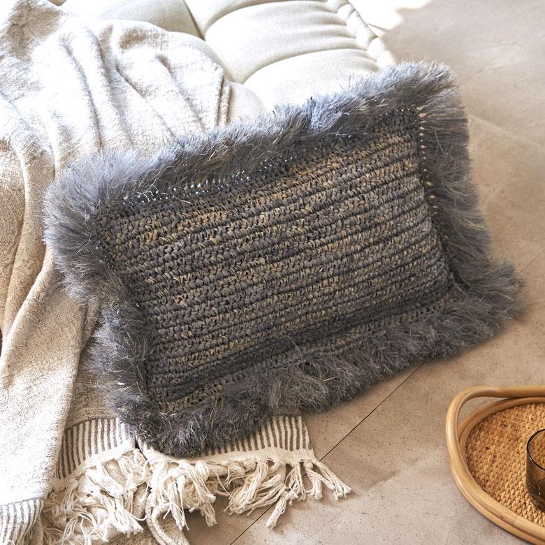 クッションカバー 30×50 長方形 天然素材 ヤシ ラフィア フリンジ カバーのみ 椰子 南国 ヤシの葉 おしゃれ 北欧 リゾート 雑貨 インテリア 西海岸 13879-a | ブランド登録なし | 04