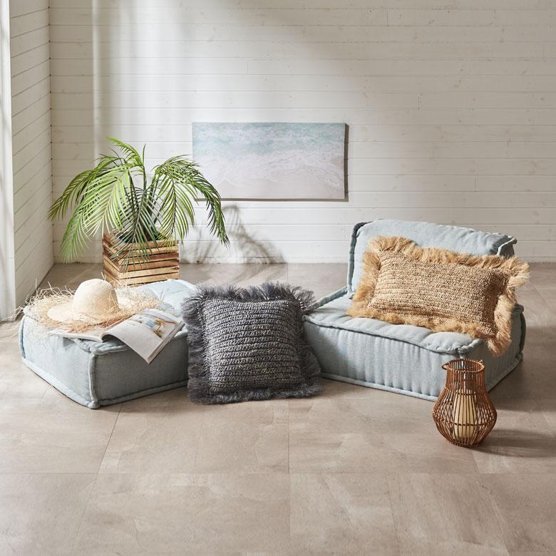 クッションカバー 40×40 正方形 天然素材 ヤシ ラフィア フリンジ カバーのみ 椰子 南国 ヤシの葉 おしゃれ 北欧 リゾート 雑貨 インテリア 西海岸 13879 | ブランド登録なし | 21