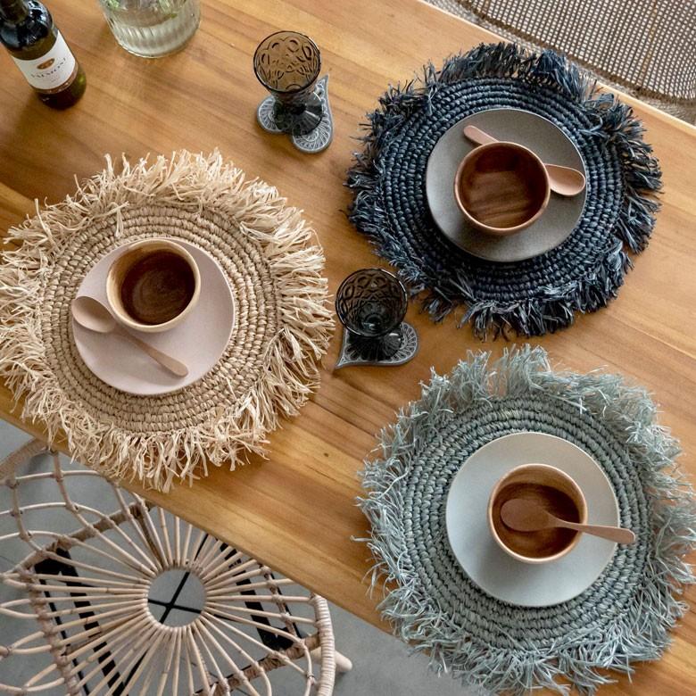 ランチョンマット ラフィア製 天然素材 円形 プレイスマット キッチン雑貨  テーブルコーディネート テーブルマット アジアン雑貨 カフェ風 13880-a | ELEMENTS（インテリア） | 15