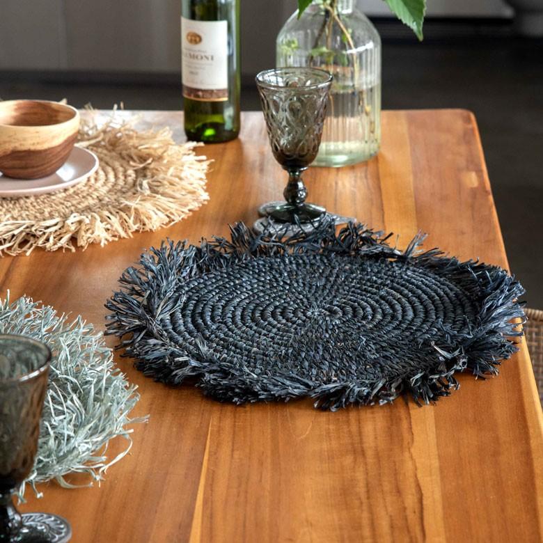 ランチョンマット ラフィア製 天然素材 円形 プレイスマット キッチン雑貨  テーブルコーディネート テーブルマット アジアン雑貨 カフェ風 13880-a | ELEMENTS（インテリア） | 16