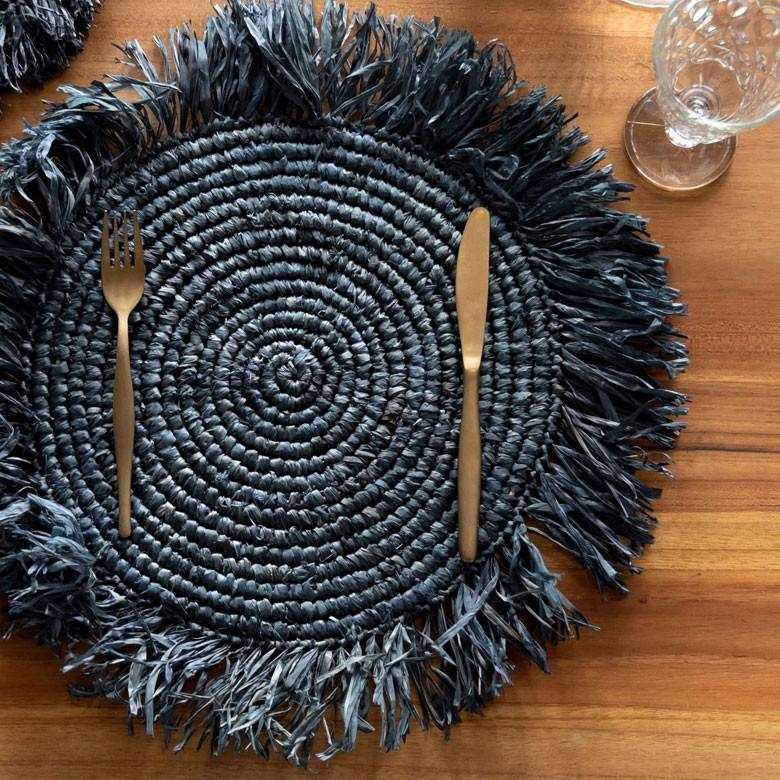 ランチョンマット ラフィア製 天然素材 円形 プレイスマット キッチン雑貨  テーブルコーディネート テーブルマット アジアン雑貨 カフェ風 13880-a | ELEMENTS（インテリア） | 17