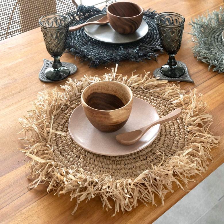 ランチョンマット ラフィア製 天然素材 円形 プレイスマット キッチン雑貨  テーブルコーディネート テーブルマット アジアン雑貨 カフェ風 13880-a | ELEMENTS（インテリア） | 20