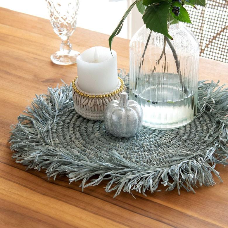 ランチョンマット ラフィア製 天然素材 円形 プレイスマット キッチン雑貨  テーブルコーディネート テーブルマット アジアン雑貨 カフェ風 13880-a | ELEMENTS（インテリア） | 21